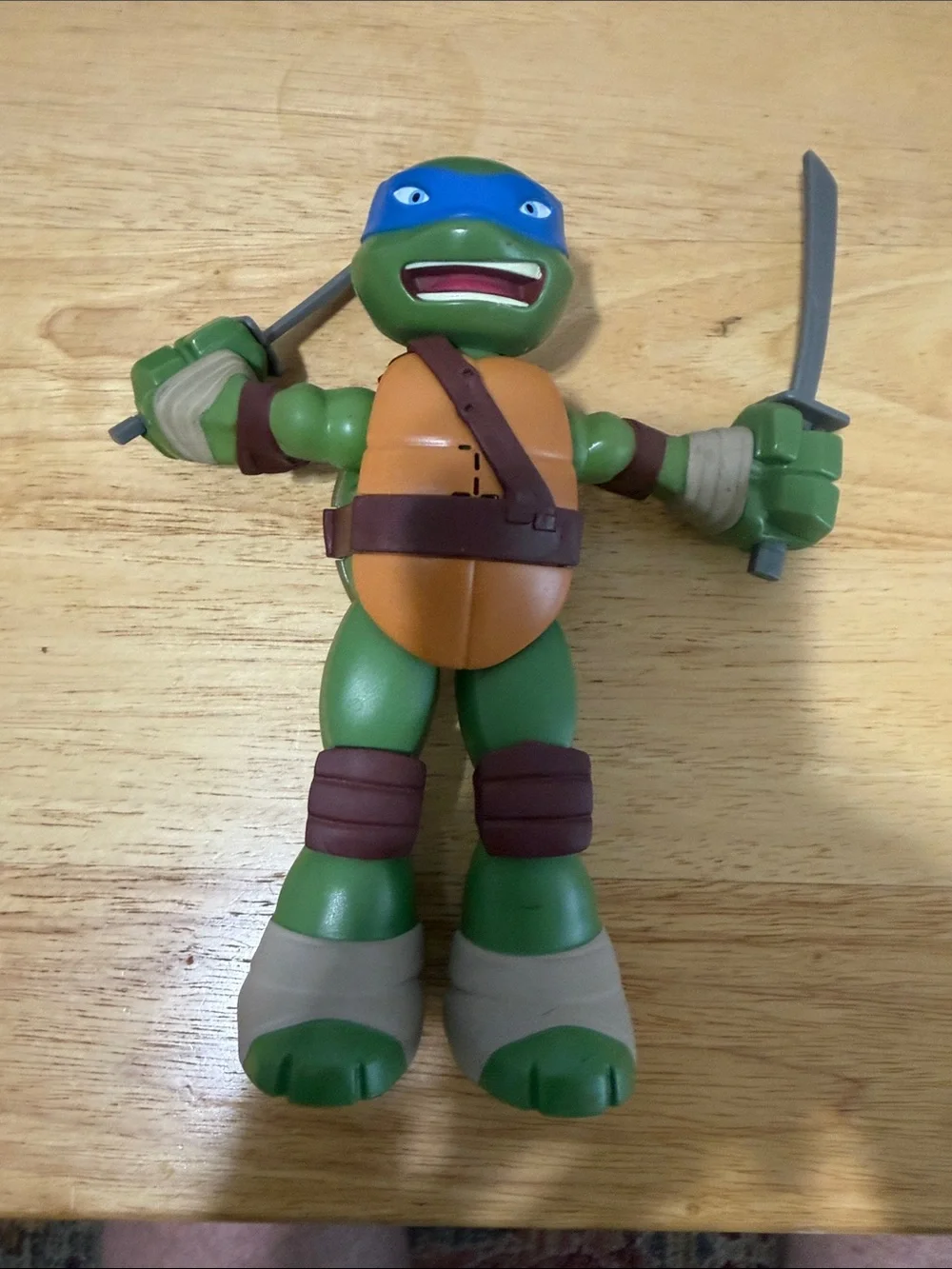 Green Turtle Action Figure with Blue Mask and Orange Shell - Kids Toy